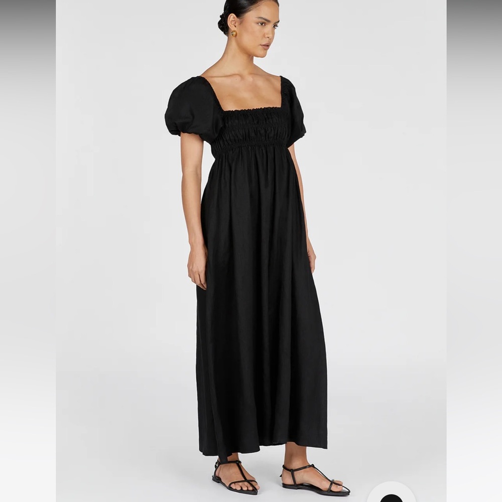 Dissh Sz. 2 BIANCA BLACK LINEN MIDI DRESS
